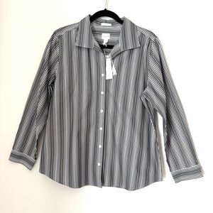 Chico’s No Iron Stripe Striped Button-Up Shirt NWT